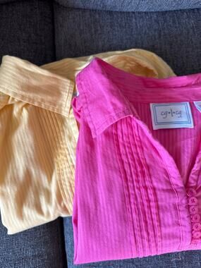Beautiful lot of 2 CG.L.CG tunic tops in vibrant summer colors